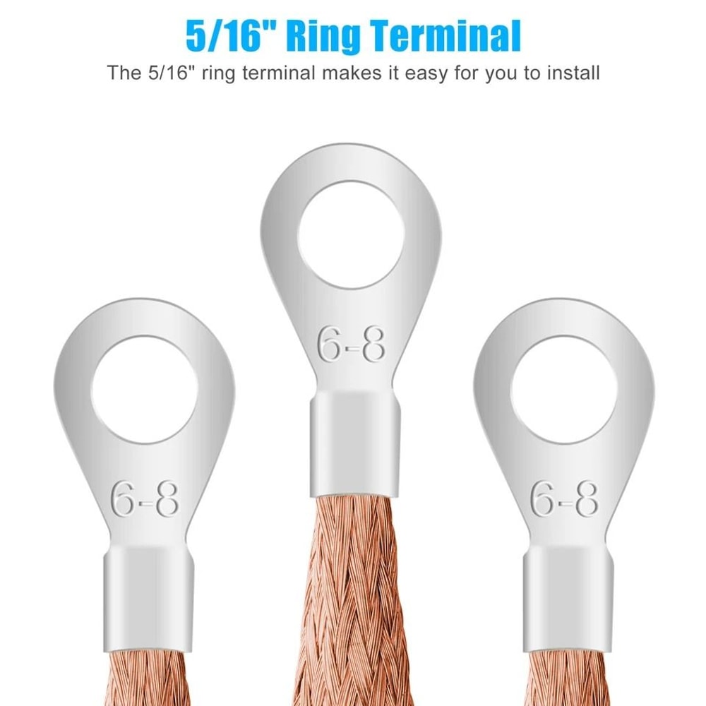 Engine Ground Strap Cable Copper Kit For Car Truck Firewall Engine Body Frame Grounding 5