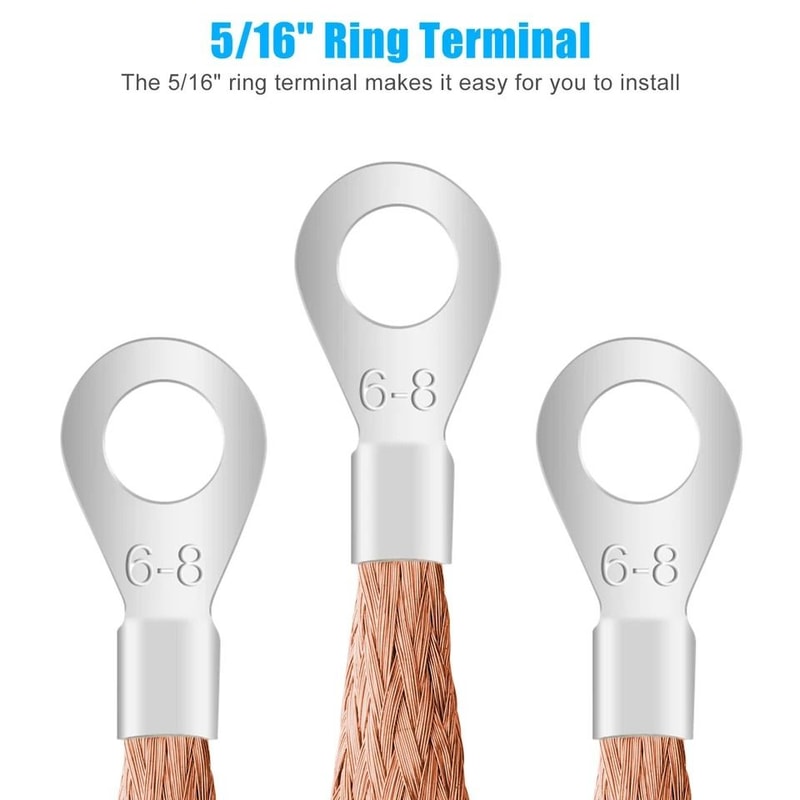 Engine Ground Strap Cable Copper Kit For Car Truck Firewall Engine Body Frame Grounding 5