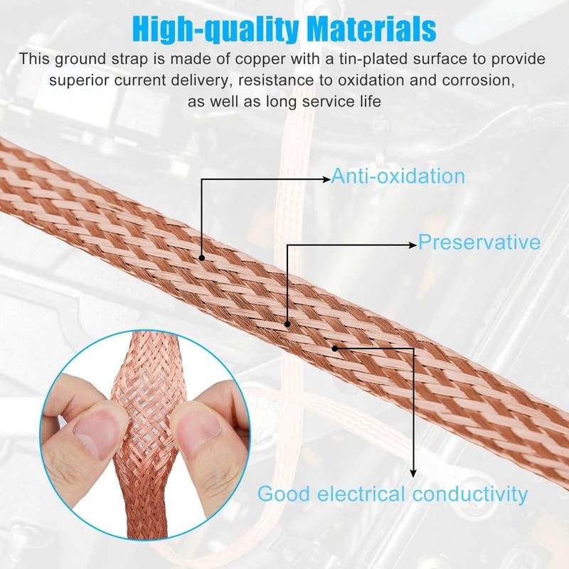 Engine Ground Strap Cable Copper Kit For Car Truck Firewall Engine Body Frame Grounding 7