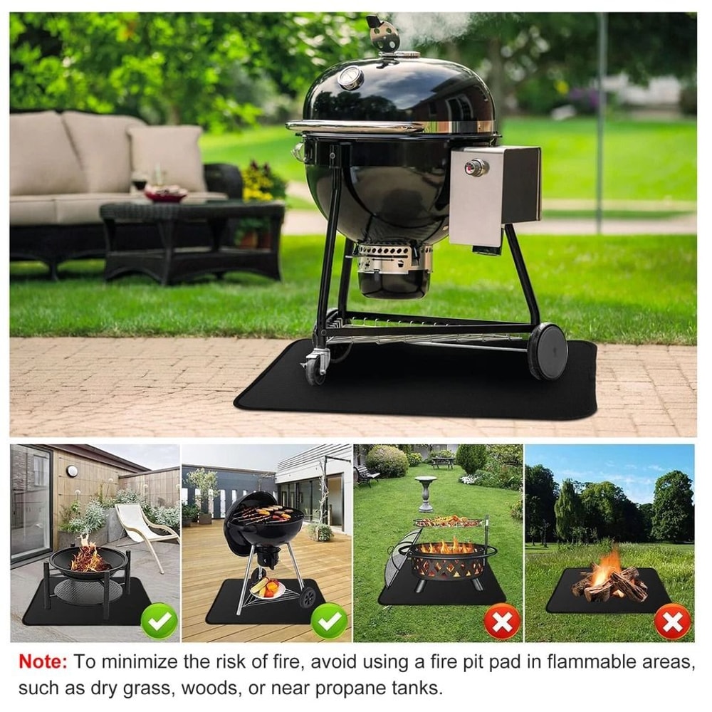 Under Grill Mat Fireproof Deck Protector For Outdoor Grills 3