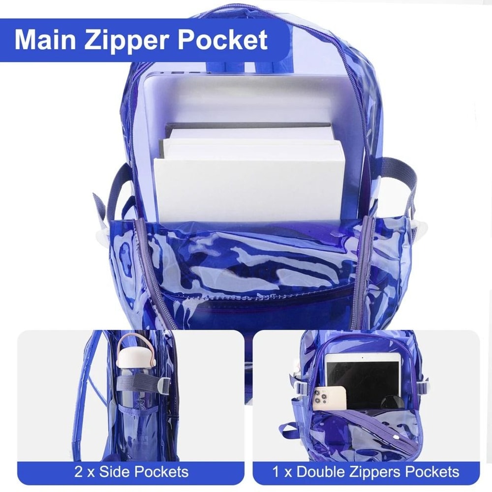Clear Waterproof Backpack With Adjustable Shoulder Straps Transparent School Bag 3