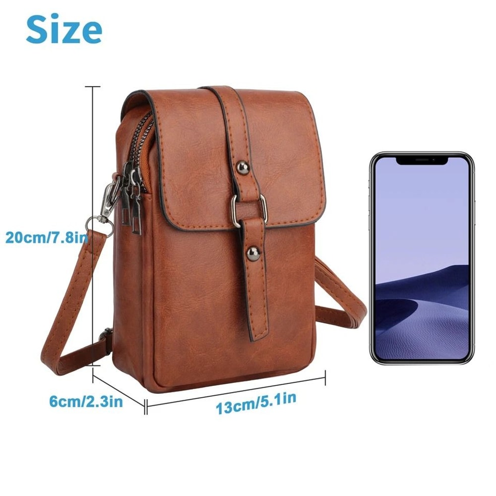 Small Leather Crossbody Purse Wallet For Women Adjustable Shoulder Strap Cell Phone Essentials Or