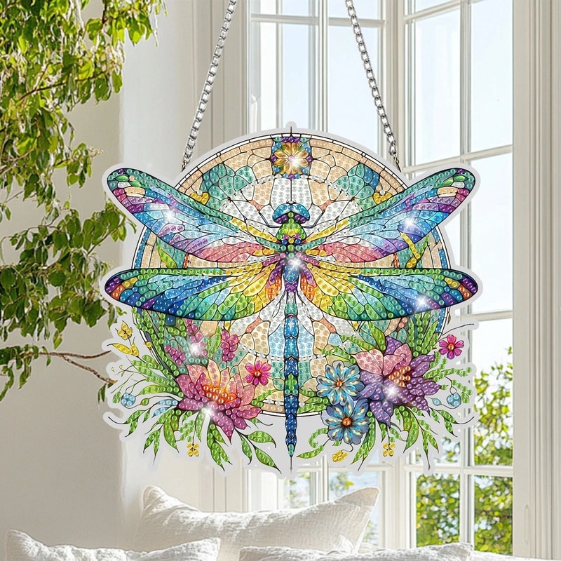 Flower Dragonfly Diamond Art Pendant Kit DIY Craft Home Decor For Lovers 0