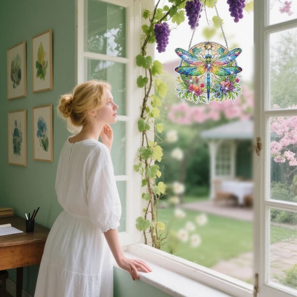 Flower Dragonfly Diamond Art Pendant Kit DIY Craft Home Decor For Lovers 2
