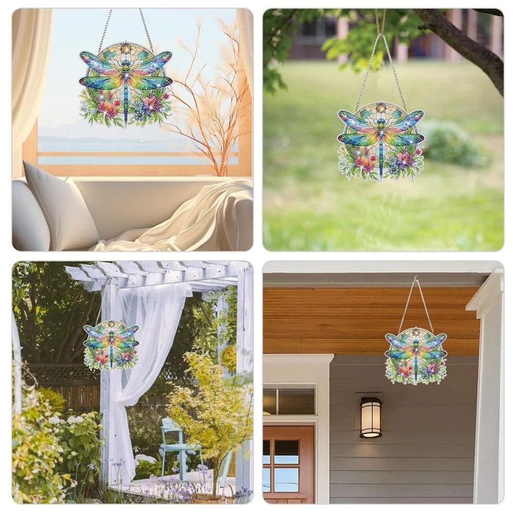 Flower Dragonfly Diamond Art Pendant Kit DIY Craft Home Decor For Lovers 1