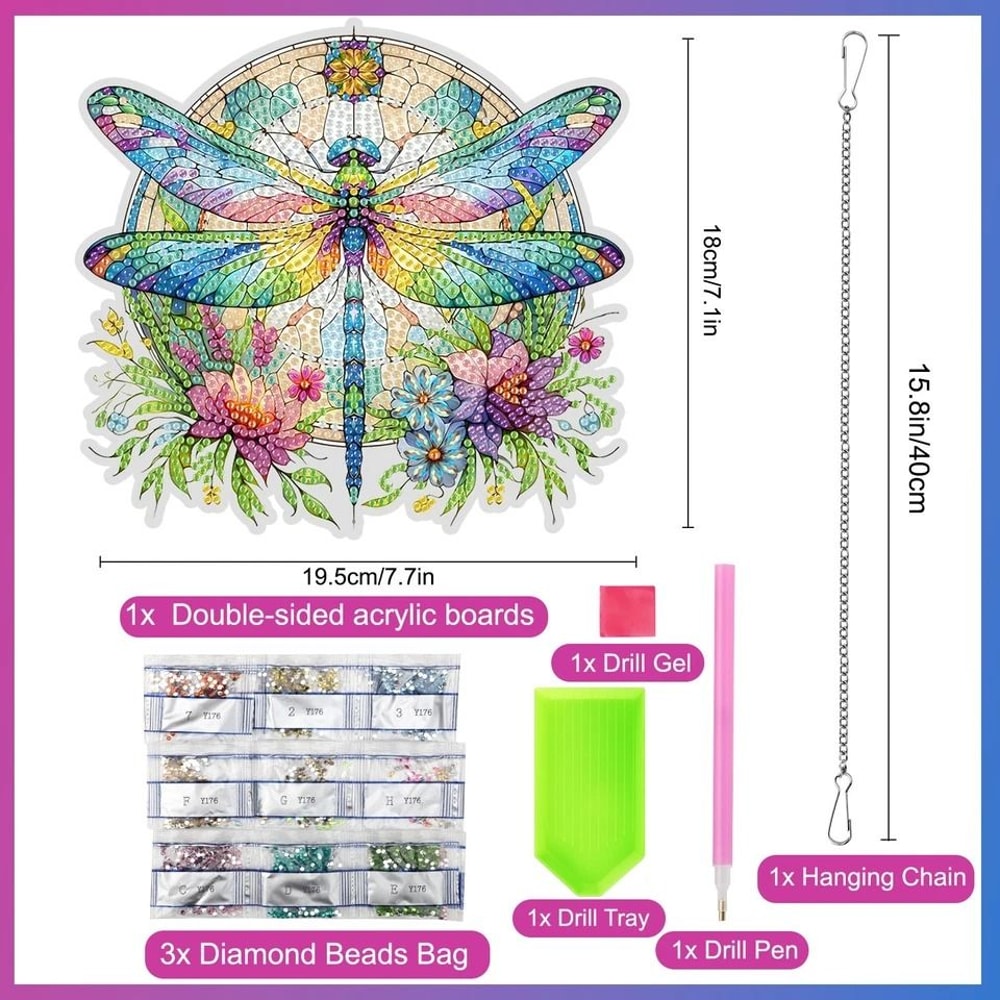 Flower Dragonfly Diamond Art Pendant Kit DIY Craft Home Decor For Lovers 4