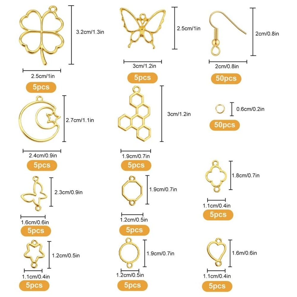 Metal Ear Hook Jump Ring Bezel Kit For DIY Jewelry Crafting 3