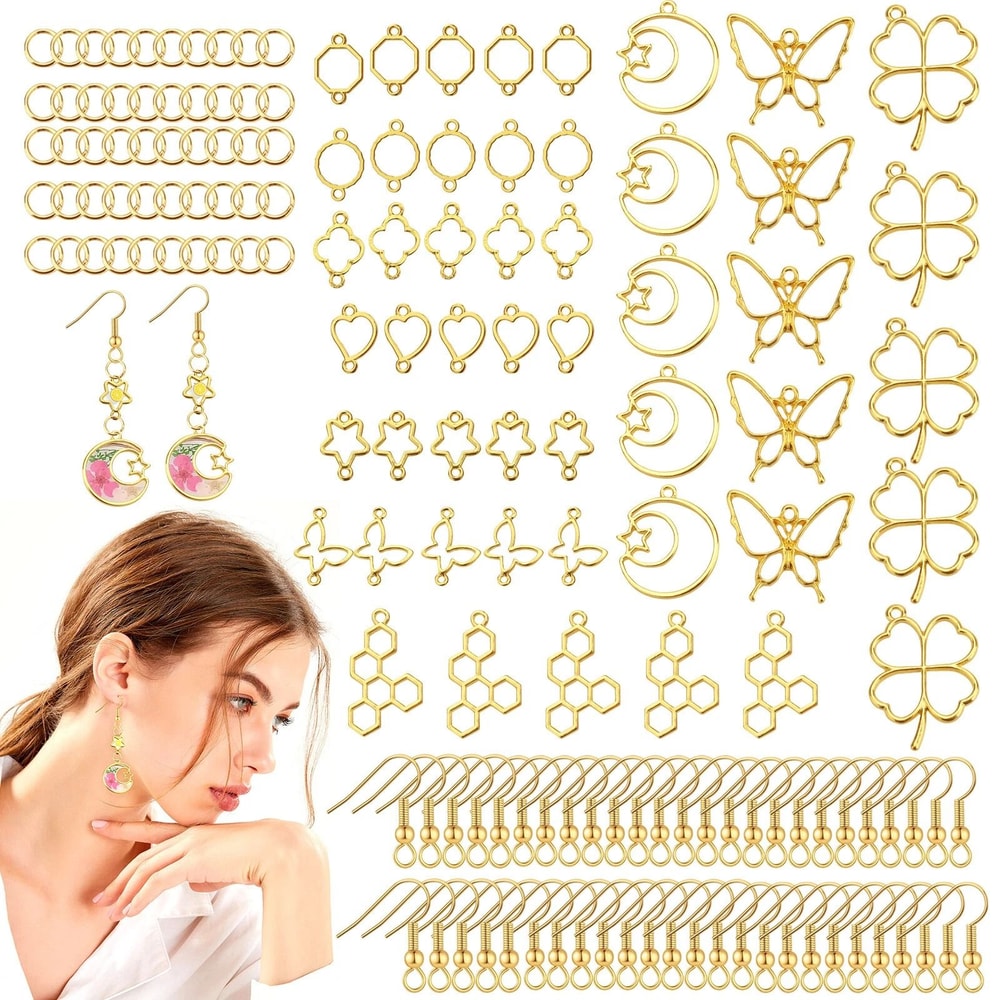 Metal Ear Hook Jump Ring Bezel Kit For DIY Jewelry Crafting 4