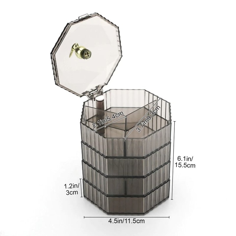 Rotating Jewelry Organizer With Drawers Compact Storage Box For Rings Earrings Makeup 5