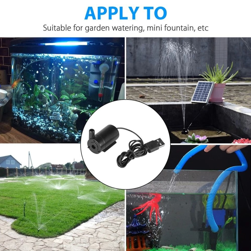 Small USB Water Pump Silent Submersible Fountain Pump For Garden Aquarium 1