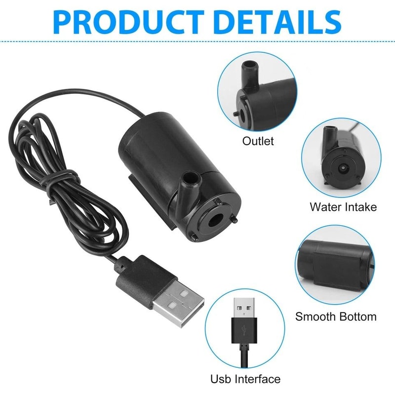 Small USB Water Pump Silent Submersible Fountain Pump For Garden Aquarium 2