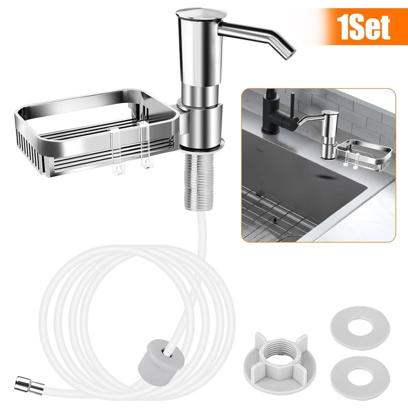 Sink Soap Dispenser With Sponge Holder Liquid Pump Tube For Kitchen 0