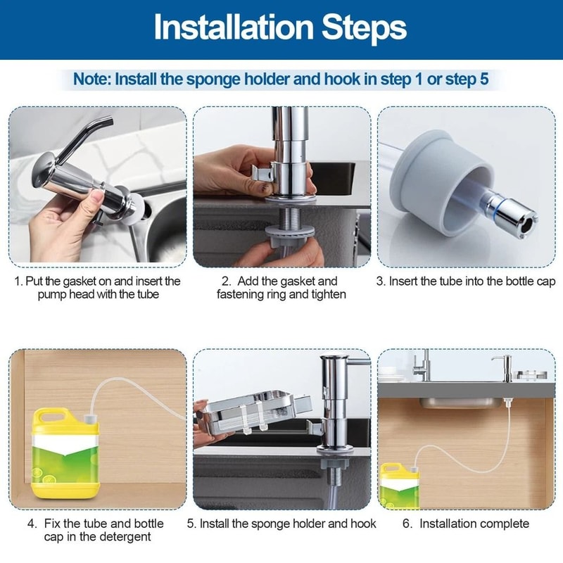 Sink Soap Dispenser With Sponge Holder Liquid Pump Tube For Kitchen 3