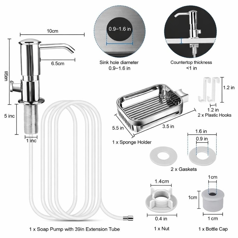 Sink Soap Dispenser With Sponge Holder Liquid Pump Tube For Kitchen 5