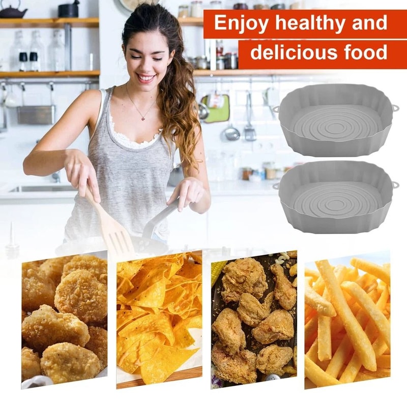 Air Fryer Silicone Pot Baskets Liners NonStick Oven Baking Tray 6