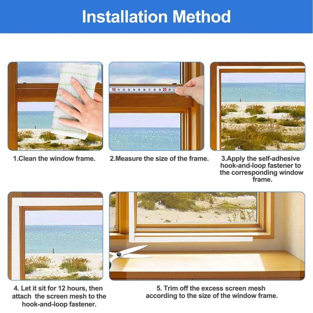 SelfAdhesive Window Mosquito Net Mesh Screen With Tape Invisible Easy DIY Installation 4