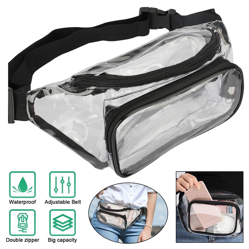 Clear Waist Pouch Bag Transparent Zipper Fanny Pack With Adjustable Strap TravelReady Gift For Act 1