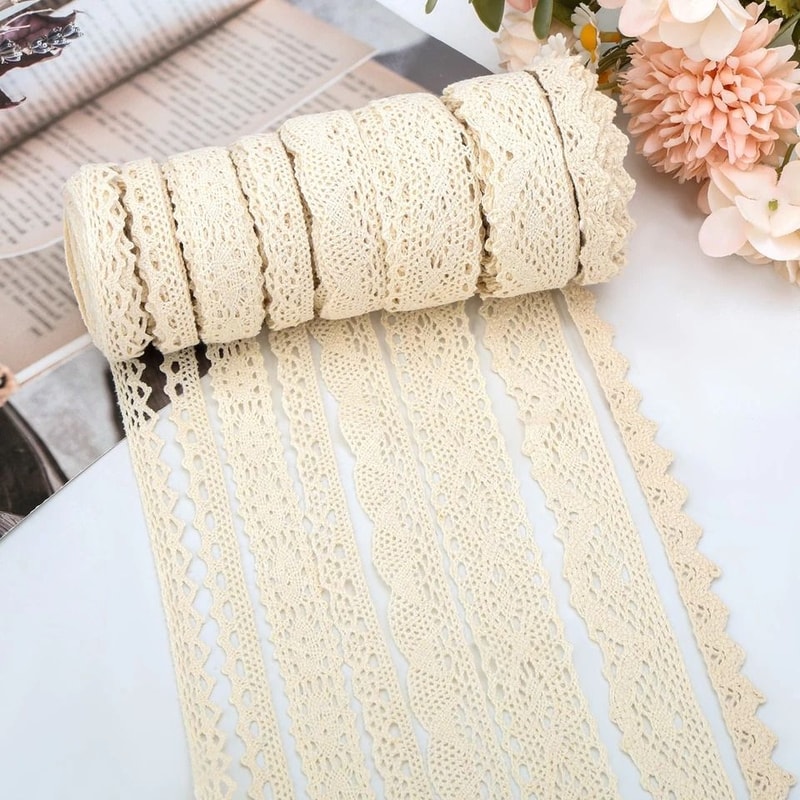 Beige Lace Trim Vintage Crochet Ribbon For Sewing Crafts Home Decor 0