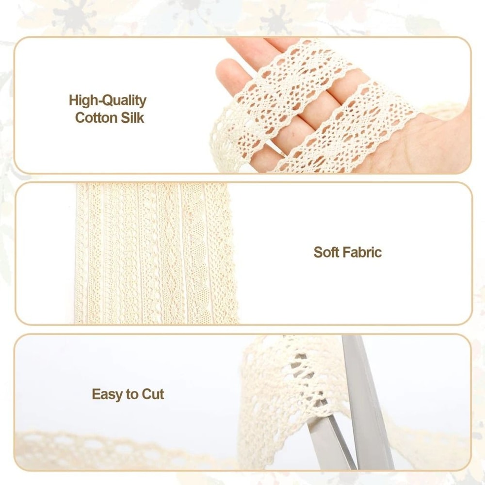 Beige Lace Trim Vintage Crochet Ribbon For Sewing Crafts Home Decor 3