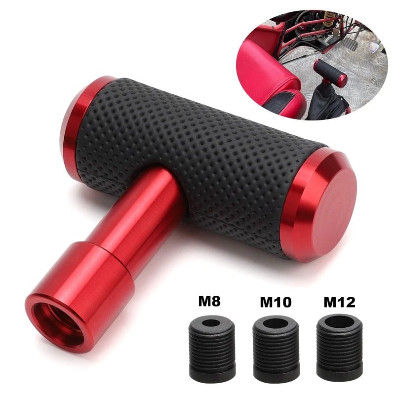 Universal Aircraft Style Gear Shift Knob For Auto Manual Automatic Transmission Leather THandle 3