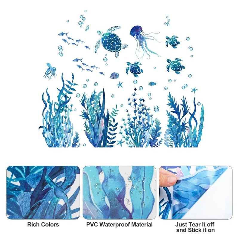 Ocean Wonders SelfAdhesive Wall Decal Removable Ocean Life Mural For Home Decor 2
