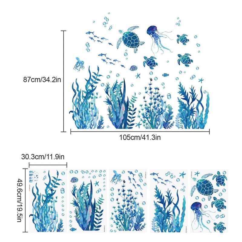 Ocean Wonders SelfAdhesive Wall Decal Removable Ocean Life Mural For Home Decor 3