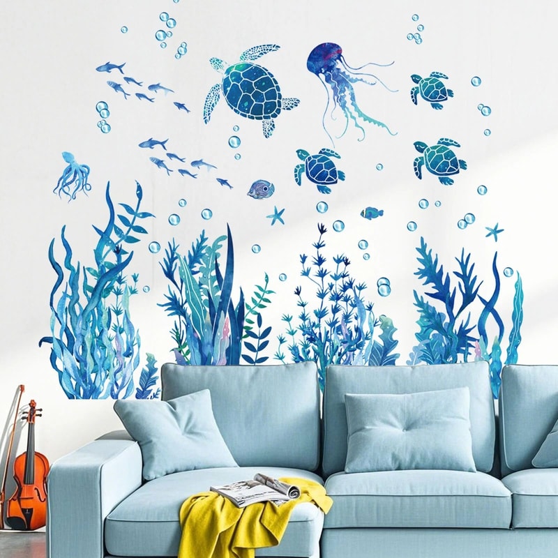 Ocean Wonders SelfAdhesive Wall Decal Removable Ocean Life Mural For Home Decor 4