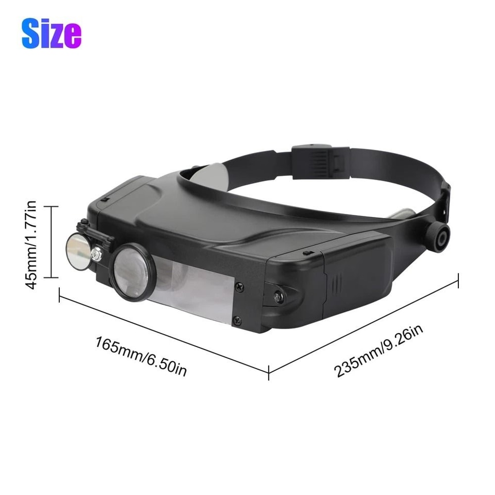 Headband Magnifier With LED Lights Adjustable Magnification For Jewelry Painting And Repairs 2