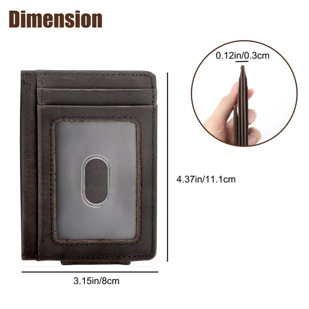 Men Leather Money Clip Wallet Slim Front Pocket Magnetic ID Credit Card Holder 3
