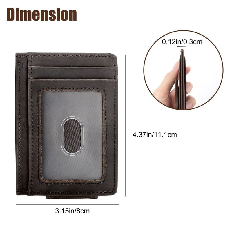 Men Leather Money Clip Wallet Slim Front Pocket Magnetic ID Credit Card Holder 3