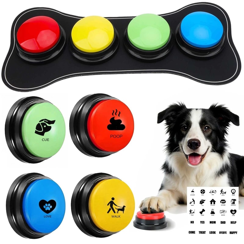 Dog Talking Button Communication Set Recordable Voice Buttons With NonSlip Pad Stickers For Pet T 4