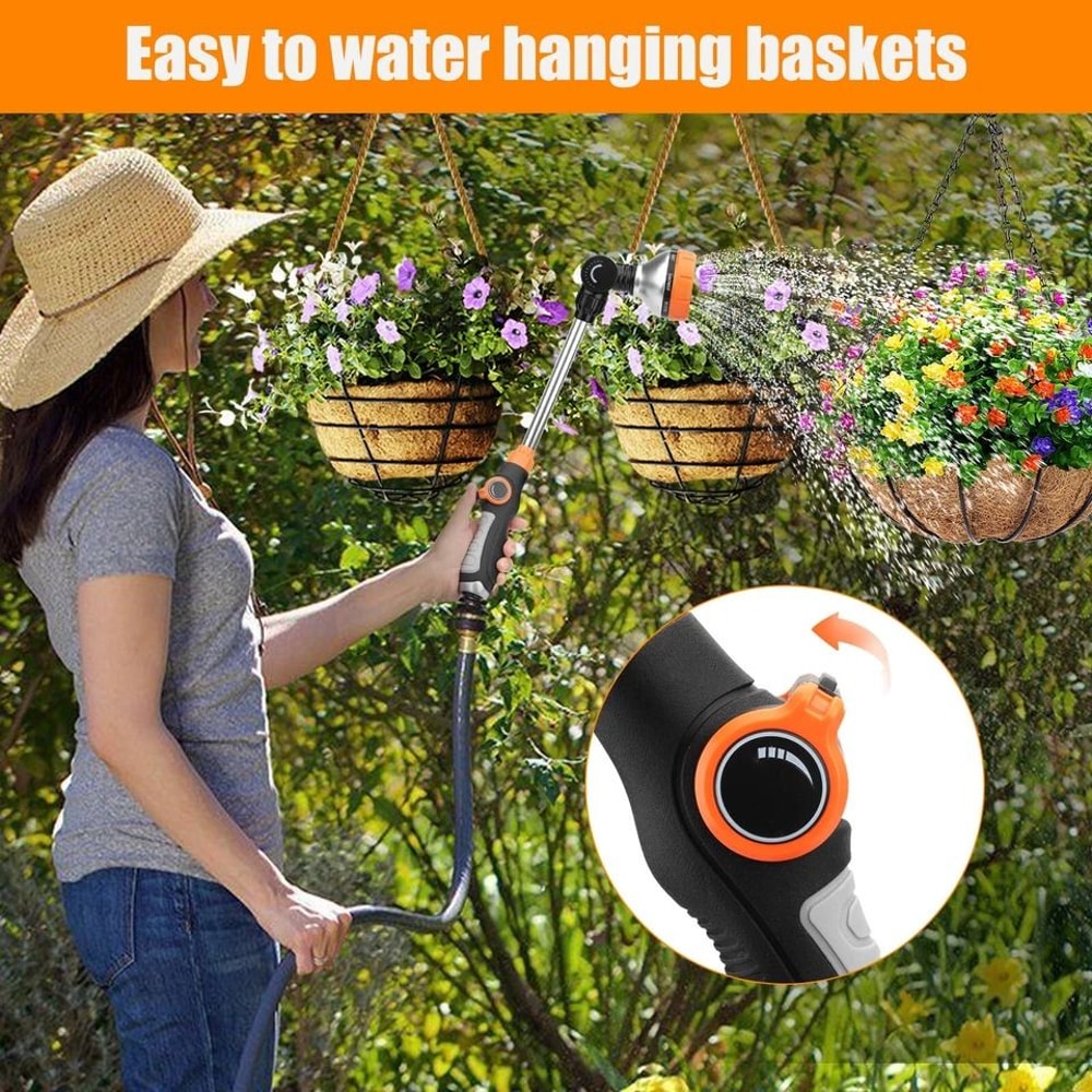 Heavy Duty Metal Watering Wand For Garden Hose Ratcheting Head With Watering Patterns 2