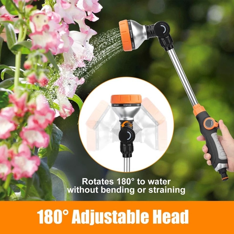 Heavy Duty Metal Watering Wand For Garden Hose Ratcheting Head With Watering Patterns 3