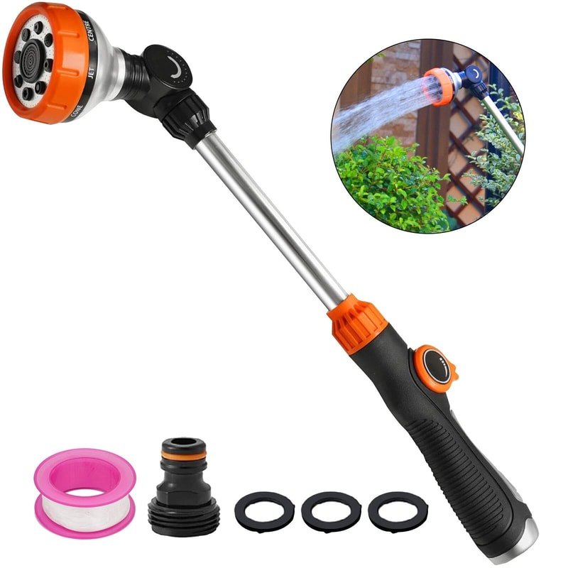 Heavy Duty Metal Watering Wand For Garden Hose Ratcheting Head With Watering Patterns 0