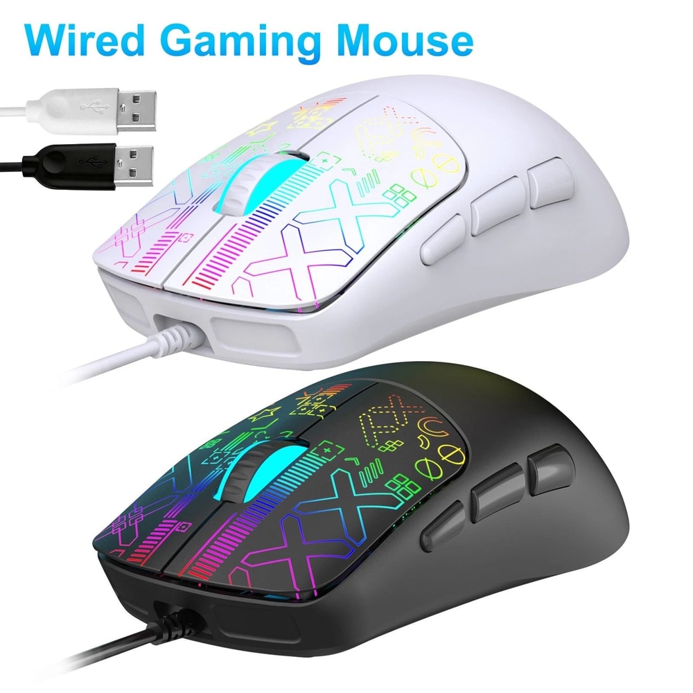 Silent USB Wired Gaming Mouse With RGB Lighting Ergonomic Grip Adjustable DPI For Precision Gaming
