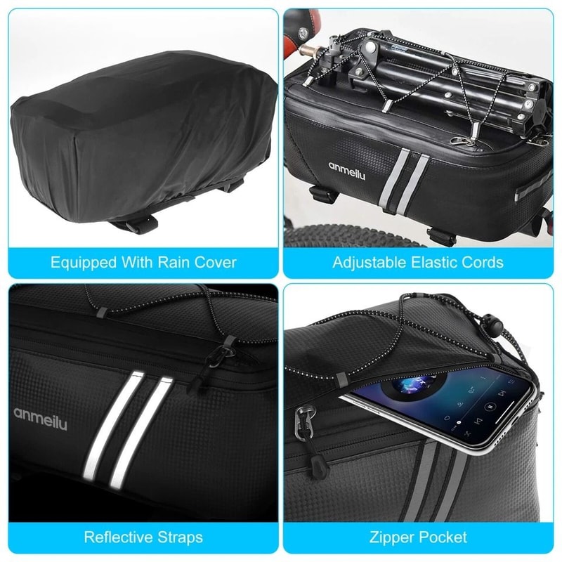 Waterproof Bicycle Rear Rack Seat Bag Bike Cycling Storage Pouch Trunk Pannier Durable PU Leather 4