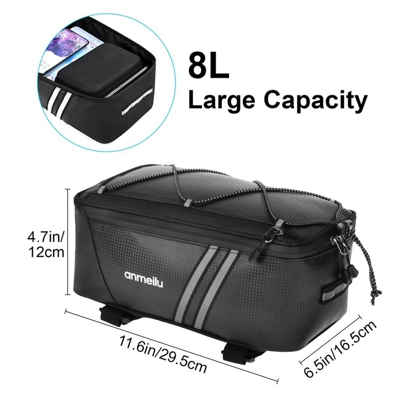 Waterproof Bicycle Rear Rack Seat Bag Bike Cycling Storage Pouch Trunk Pannier Durable PU Leather 5