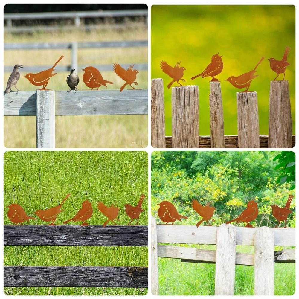 Rustic Metal Bird Art Ornament Yard Garden Bird Decor For Home And Outdoor 3