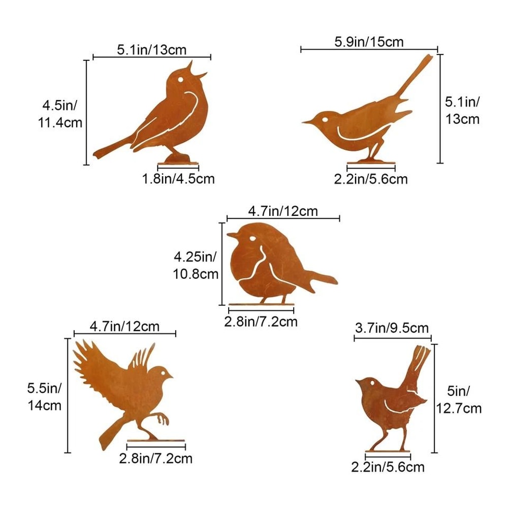 Rustic Metal Bird Art Ornament Yard Garden Bird Decor For Home And Outdoor 5