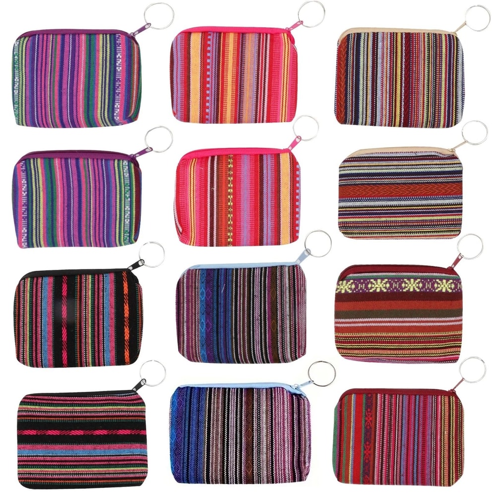 Mini Canvas Clutch Wallet With Keychain Zipper Coin Purse For Women Girls Compact Storage Organiz 4