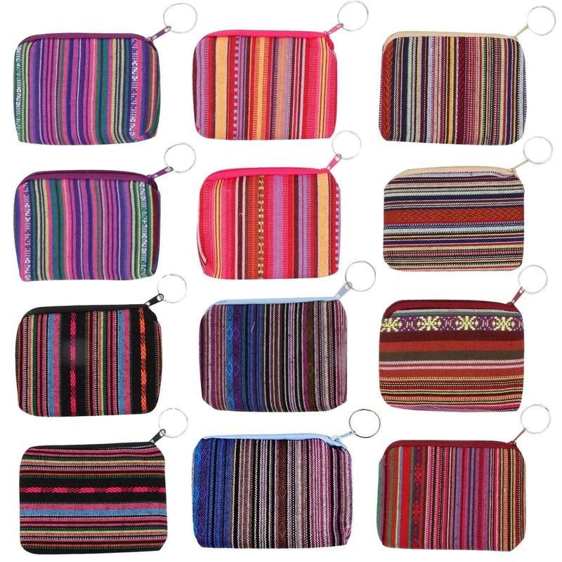 Mini Canvas Clutch Wallet With Keychain Zipper Coin Purse For Women Girls Compact Storage Organiz 4