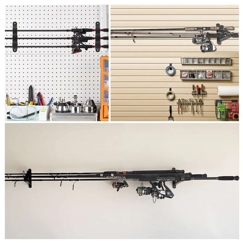 Horizontal Fishing Rod Rack Wall Mount Holder Durable Design Easy Install 1