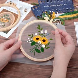 embroidery kit for beginners – complete cross stitch starter set with floral design and hoop
