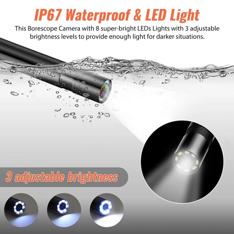 LED Industrial Endoscope Borescope Camera Inspection Snake With Waterproof And HD Screen 6