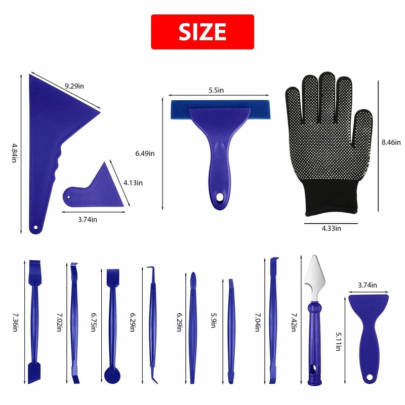 Car Window Tint Kit Vinyl Wrap Film Tools Squeegee Scraper With Gloves 5