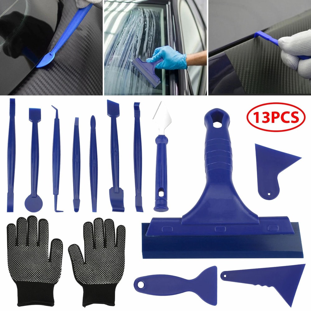 Car Window Tint Kit Vinyl Wrap Film Tools Squeegee Scraper With Gloves 6