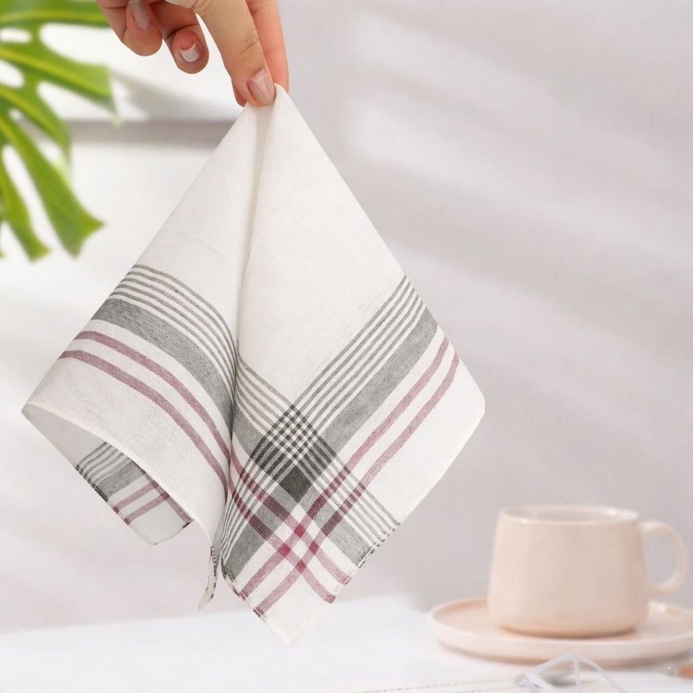 Classic Plaid Handkerchiefs Soft Cotton Hankies For Men Women 0