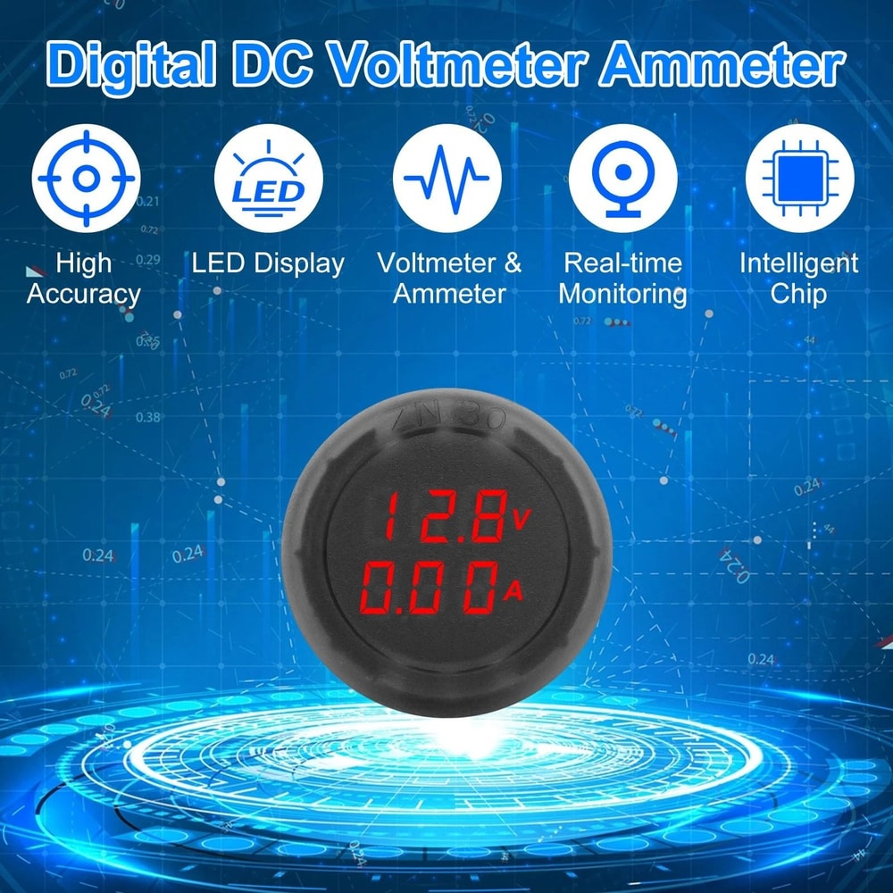 Car Battery Voltmeter Current Meter LED Digital Display Voltage Gauge For Accurate Monitoring 8