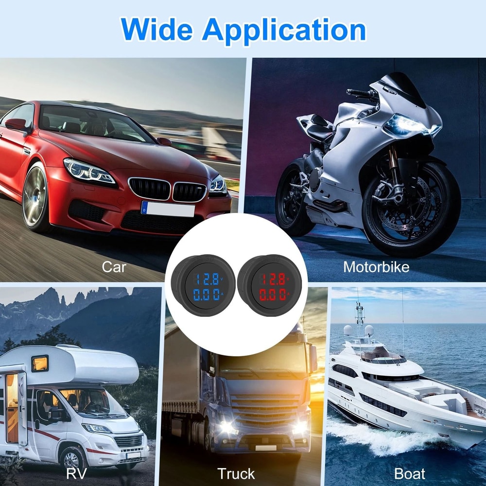 Car Battery Voltmeter Current Meter LED Digital Display Voltage Gauge For Accurate Monitoring 2