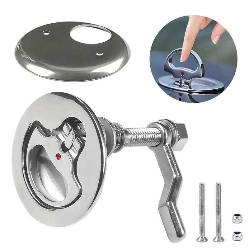 MarineGrade Stainless Steel Boat Cam Latch With Back Plate And Screws For Hatch Doors 1